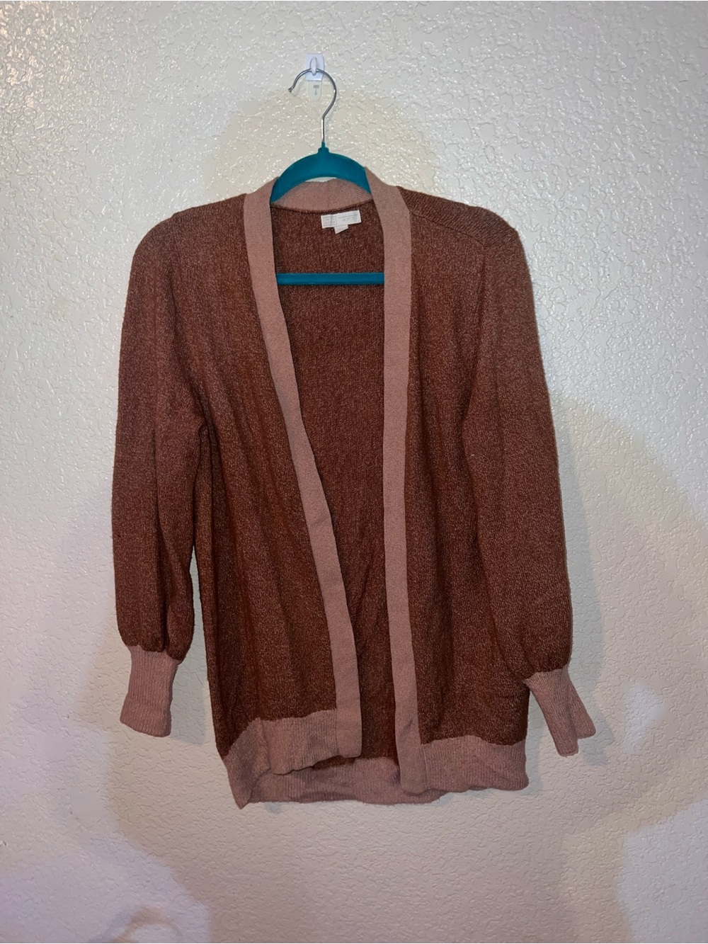 14th & Union Two-Tone Open Cardigan in Rose
